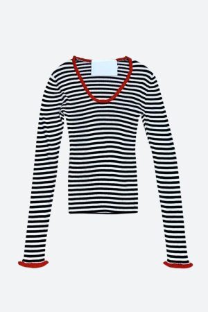 Style Core Aesthetics, New Style Trends - Basic Striped Scoop Neckline Top
