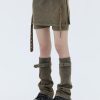 Style Core Aesthetics, New Style Trends - Belt Detail Denim Mini Skort With Leg Warmer