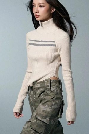 Style Core Aesthetics, New Style Trends - Belted Back Turtleneck Cropped Cardigan