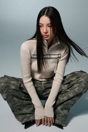 Style Core Aesthetics, New Style Trends - Belted Back Turtleneck Cropped Cardigan