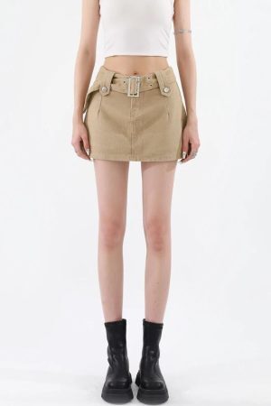 Style Core Aesthetics, New Style Trends - Belted Denim Mini Skirt