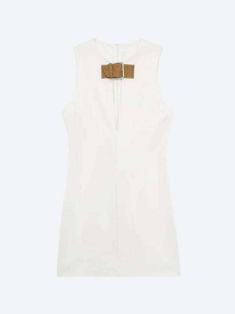 Style Core Aesthetics, New Style Trends - Belted Plunge Neck Mini Dress Style Core Aesthetics, New Style Trends - Belted Plunge Neck Mini Dress