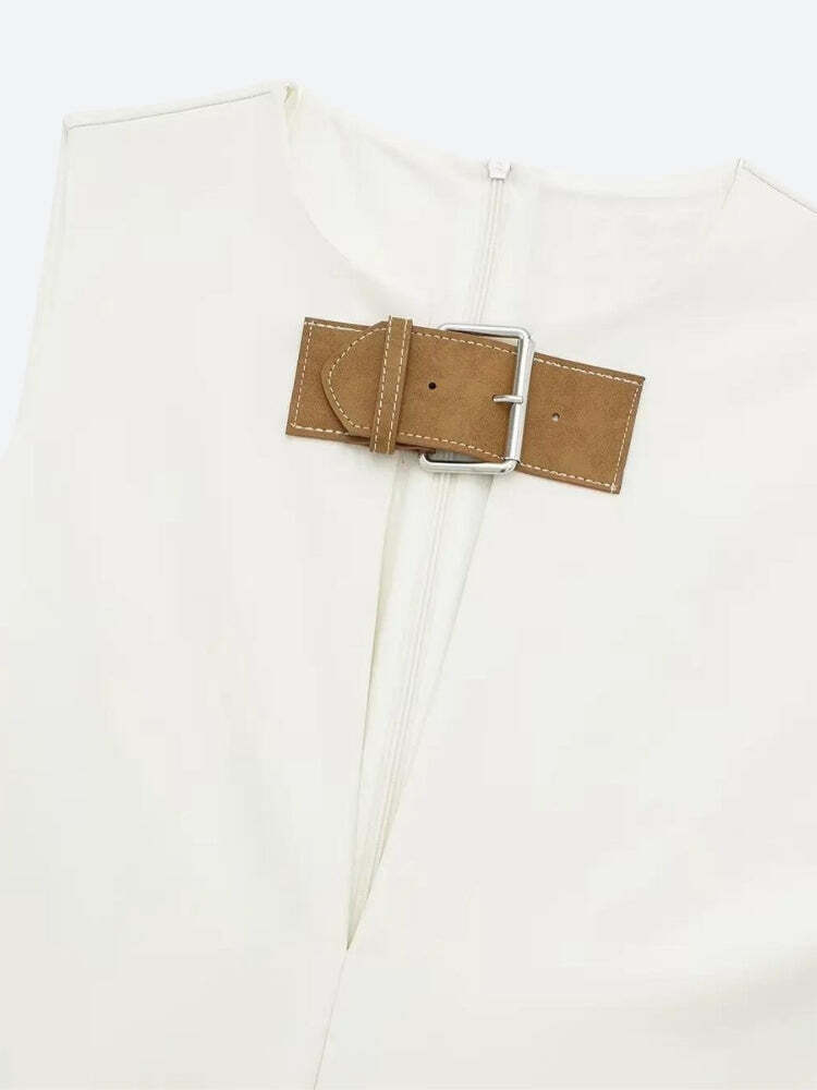 Style Core Aesthetics, New Style Trends - Belted Plunge Neck Mini Dress Style Core Aesthetics, New Style Trends - Belted Plunge Neck Mini Dress