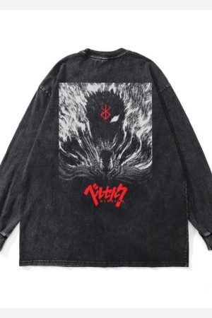 Style Core Aesthetics, New Style Trends - Berserk Printed Distressed Unisex Sweatshirt