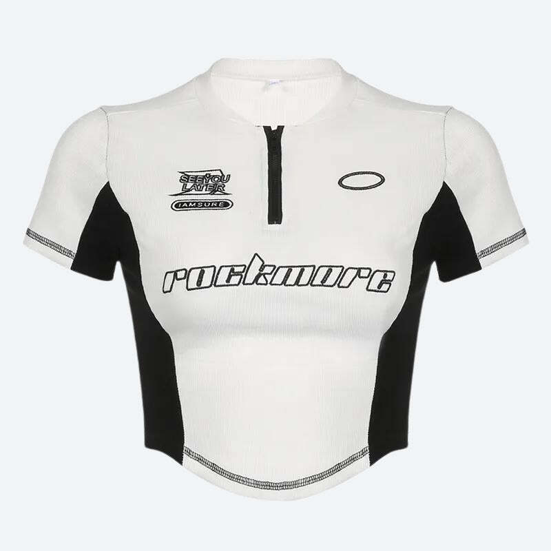 Style Core Aesthetics, New Style Trends - Biker Half Zip-Up Crop Top Style Core Aesthetics, New Style Trends - Biker Half Zip-Up Crop Top