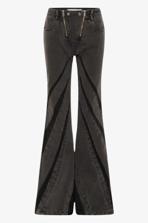 Style Core Aesthetics, New Style Trends - Black Denim Tube Top & Patch Jeans Two Piece Set