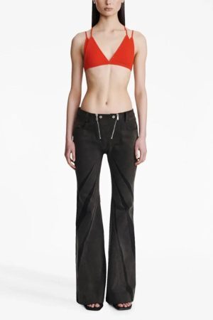 Style Core Aesthetics, New Style Trends - Black Denim Tube Top & Patch Jeans Two Piece Set