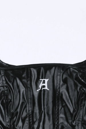 Style Core Aesthetics, New Style Trends - Black Pu Leather Cropped Tank Top