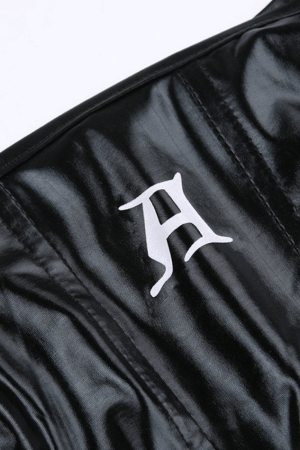 Style Core Aesthetics, New Style Trends - Black Pu Leather Cropped Tank Top