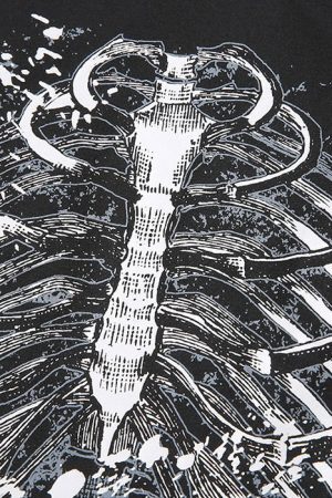 Style Core Aesthetics, New Style Trends - Black Skeleton Crop Top