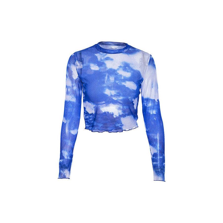 Style Core Aesthetics, New Style Trends - Blue Sky Mesh Top