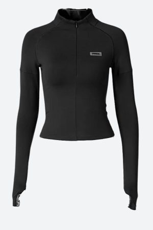 Style Core Aesthetics, New Style Trends - Bodycon Half Zip-Up Top