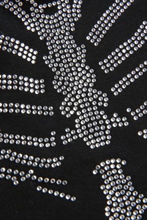 Style Core Aesthetics, New Style Trends - Bones Rhinestone Bardot Top