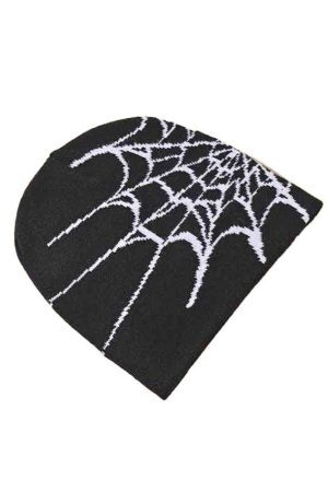 Style Core Aesthetics, New Style Trends - Bonnet à imprimé toile d'araignée
