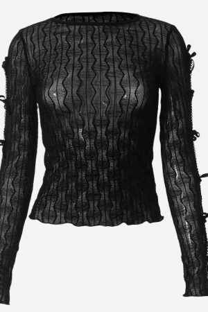 Style Core Aesthetics, New Style Trends - Bow Sleeve Sheer Top