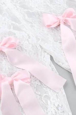 Style Core Aesthetics, New Style Trends - Bow Transparent Lace Flare Pants