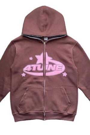 Style Core Aesthetics, New Style Trends - Brown full zip hoodie
