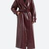 Style Core Aesthetics, New Style Trends - Burgundy Faux Leather Coat