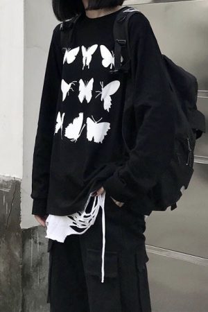 Style Core Aesthetics, New Style Trends - Butterfly Long Sleeve Tee
