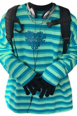 Style Core Aesthetics, New Style Trends - Butterfly Striped Long Sleeve Tee