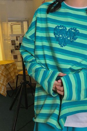 Style Core Aesthetics, New Style Trends - Butterfly Striped Long Sleeve Tee