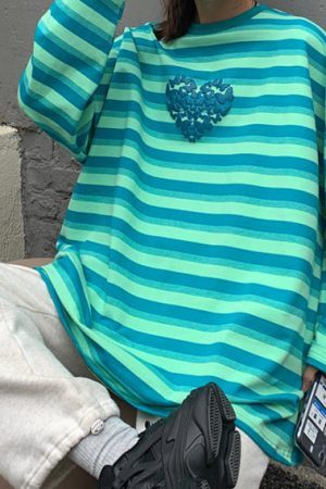 Style Core Aesthetics, New Style Trends - Butterfly Striped Long Sleeve Tee