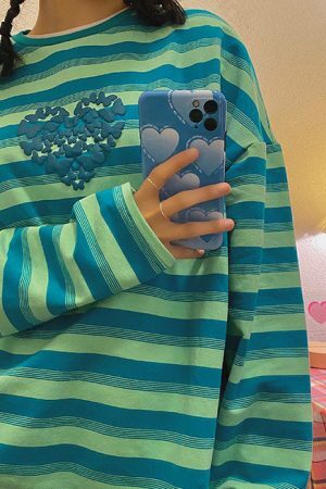 Style Core Aesthetics, New Style Trends - Butterfly Striped Long Sleeve Tee