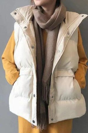 Style Core Aesthetics, New Style Trends - Buttoned Sleeveless Padded Down Jacket