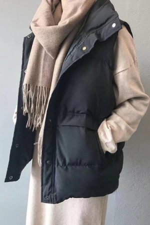 Style Core Aesthetics, New Style Trends - Buttoned Sleeveless Padded Down Jacket