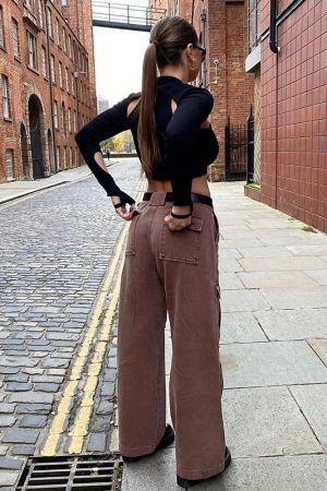 Style Core Aesthetics, New Style Trends - C12 Wide Leg Pockets Cargo Denim