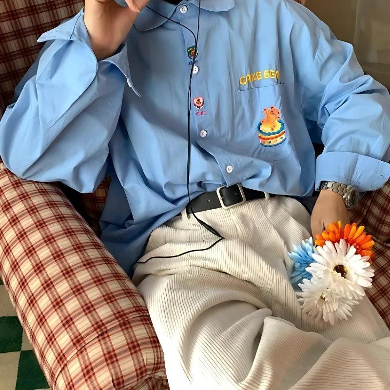 Style Core Aesthetics, New Style Trends - Cake Bear Embroidered Shirt Style Core Aesthetics, New Style Trends - Cake Bear Embroidered Shirt