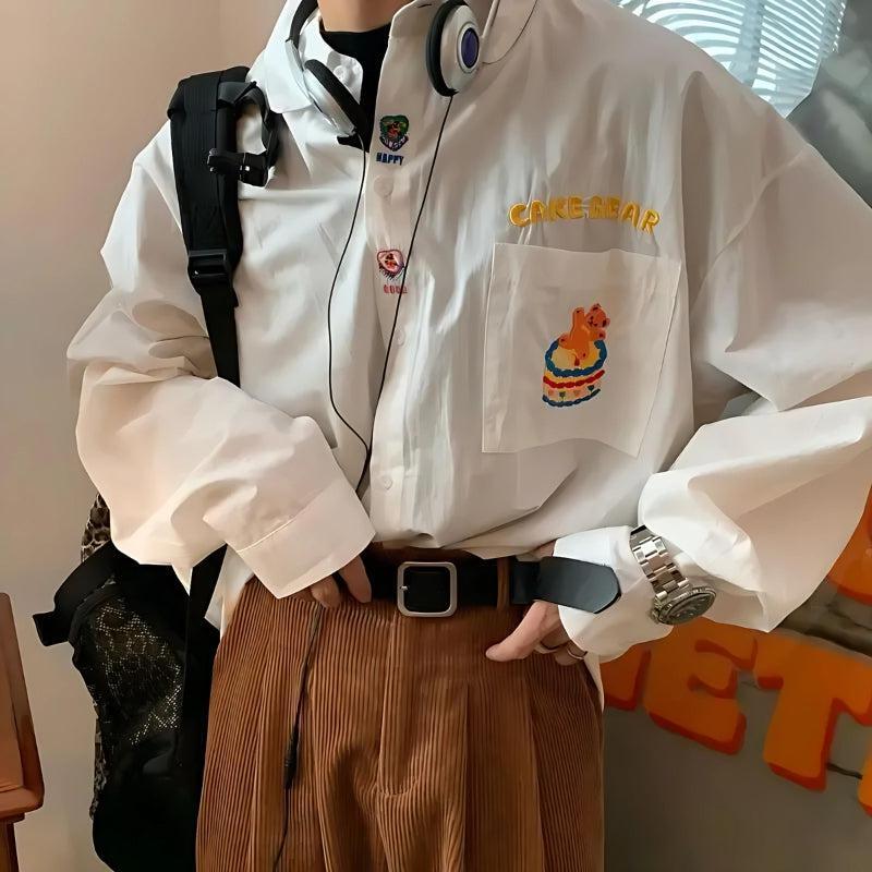 Style Core Aesthetics, New Style Trends - Cake Bear Embroidered Shirt Style Core Aesthetics, New Style Trends - Cake Bear Embroidered Shirt