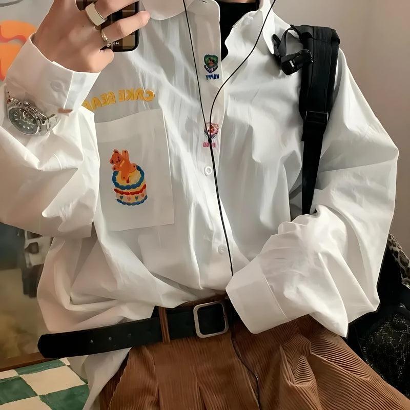 Style Core Aesthetics, New Style Trends - Cake Bear Embroidered Shirt Style Core Aesthetics, New Style Trends - Cake Bear Embroidered Shirt