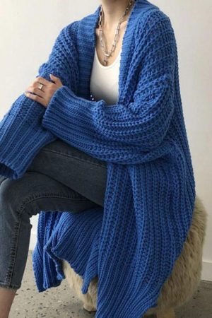 Style Core Aesthetics, New Style Trends - Cardigan ample au crochet fendu de couleur unie