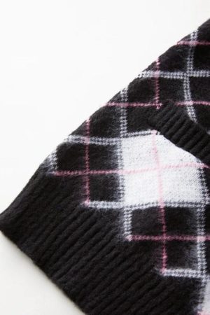 Style Core Aesthetics, New Style Trends - Cardigan ample en jacquard à carreaux