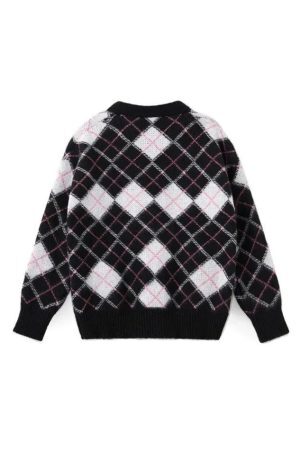 Style Core Aesthetics, New Style Trends - Cardigan ample en jacquard à carreaux