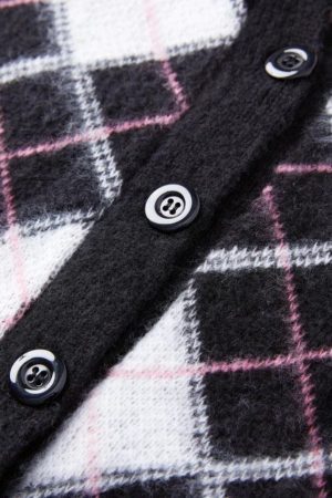 Style Core Aesthetics, New Style Trends - Cardigan ample en jacquard à carreaux