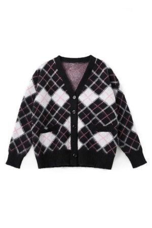 Style Core Aesthetics, New Style Trends - Cardigan ample en jacquard à carreaux