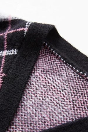 Style Core Aesthetics, New Style Trends - Cardigan ample en jacquard à carreaux