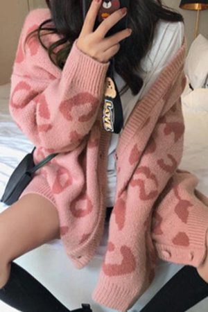 Style Core Aesthetics, New Style Trends - Cardigan ample imprimé léopard