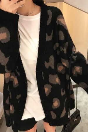 Style Core Aesthetics, New Style Trends - Cardigan ample imprimé léopard