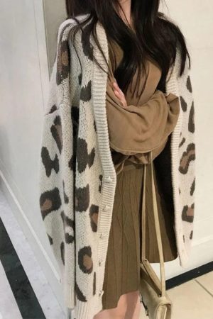 Style Core Aesthetics, New Style Trends - Cardigan ample imprimé léopard