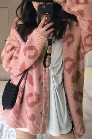 Style Core Aesthetics, New Style Trends - Cardigan ample imprimé léopard