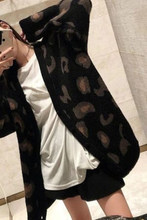 Style Core Aesthetics, New Style Trends - Cardigan ample imprimé léopard