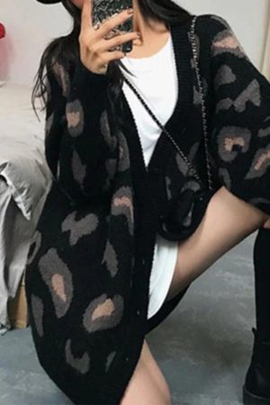 Style Core Aesthetics, New Style Trends - Cardigan ample imprimé léopard