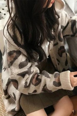 Style Core Aesthetics, New Style Trends - Cardigan ample imprimé léopard