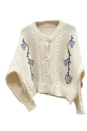 Style Core Aesthetics, New Style Trends - Cardigan à décor de tricot au crochet de raisin