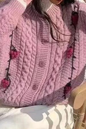 Style Core Aesthetics, New Style Trends - Cardigan à décor de tricot au crochet de raisin