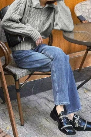 Style Core Aesthetics, New Style Trends - Cardigan zippé à col à revers torsadé