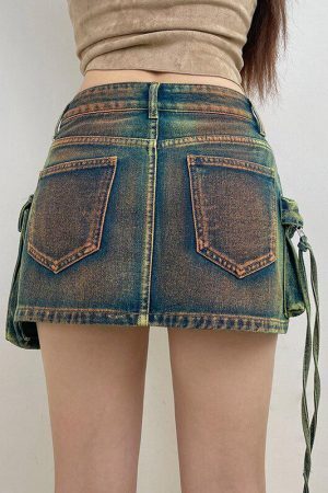 Style Core Aesthetics, New Style Trends - Cargo Denim Mini Skirt